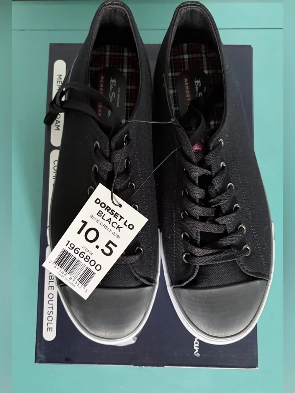 Ben Sherman Men’s Dorset Lo Canvas Sneakers - Black - Size 10.5- NIB / NWT